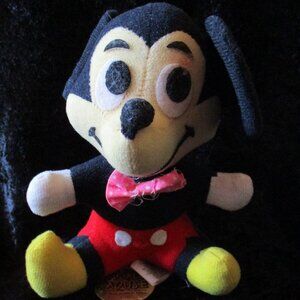 Vintage 1970's Walt Disney Production Plush Mickey Mouse Toy With Original Tags